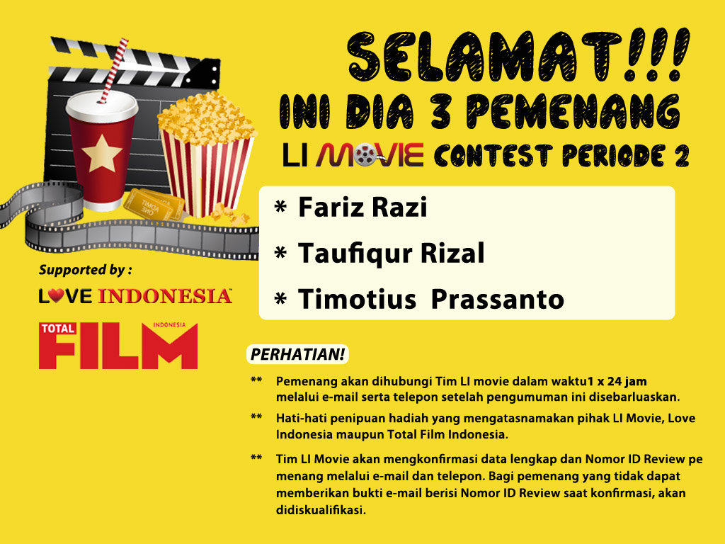 Inilah 3 Pemenang LI Movie Review Contest Periode-2!