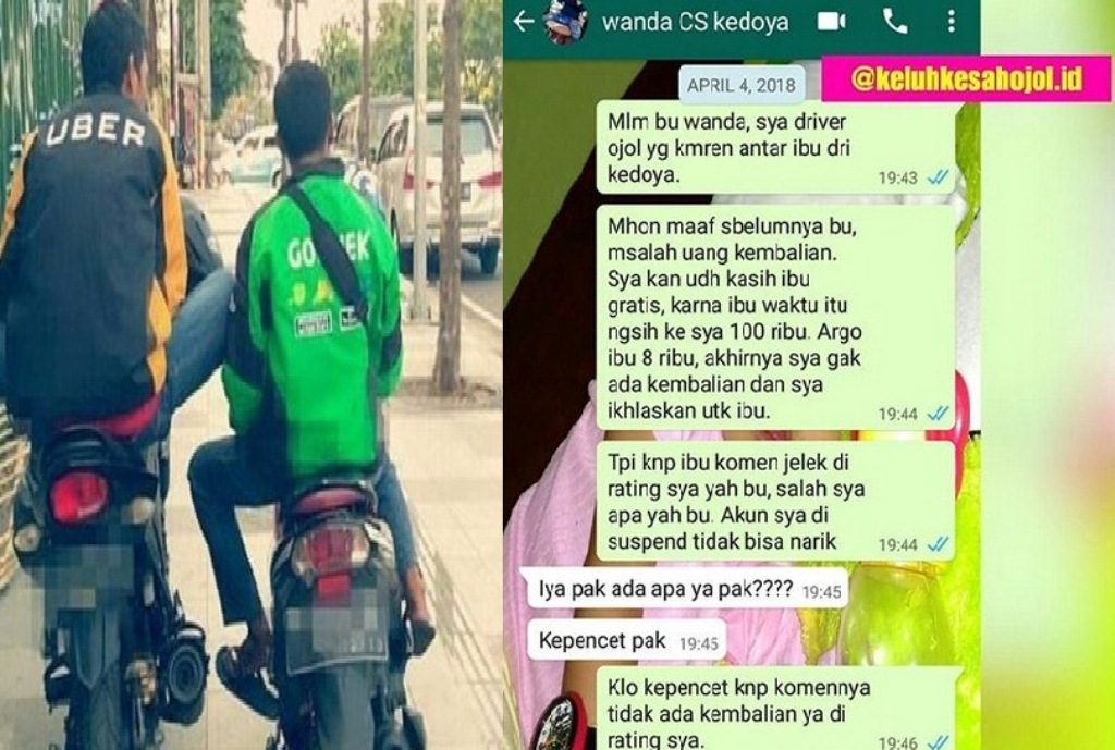 Dikasih Gratis Oleh Driver Ojol, Wanita ini Malah Beri Rating Rendah Sampai Putus Mitra, Netizen Geram