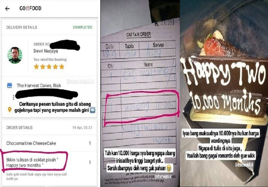 Niat Pesan Kue Dengan Tulisan Romantis Lewat Ojol, Hasil yang Didapat Wanita ini Justru Bikin Ngakak