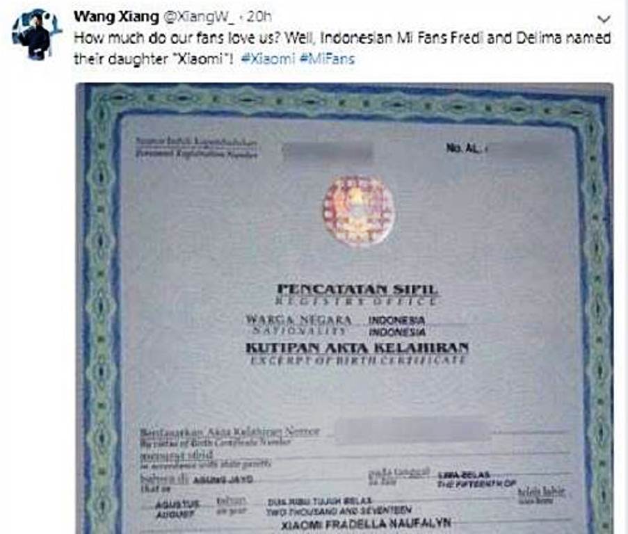 Bayi Bernama Xiaomi di Lampung Menjadi Viral, Presiden Merek Ponsel di Tiongkok ini Beri Respon Mengejutkan