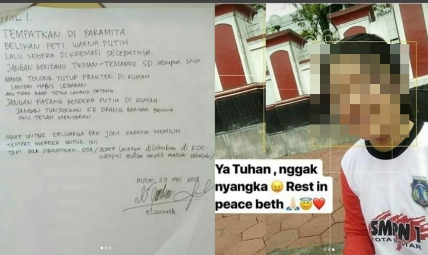 Siswi di Blitar Nekat Gantung Diri Karena Merasa Tidak Bisa Masuk SMA Favorit, Surat Wasiatnya Viral!