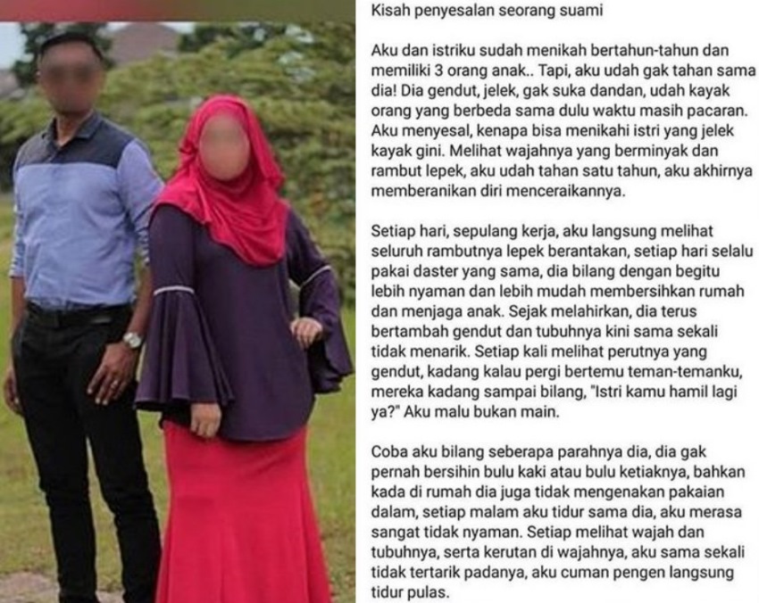 Ceraikan Istri Gara-Gara Badan Gemuk Setelah Melahirkan, Pria ini Dihantui Penyesalan, Kisahnya Viral!