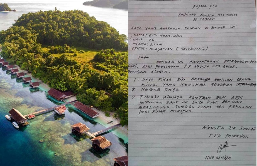 Surat Pengunduran Diri Mantan Karyawan Resort Mewah di raja Ampat Viral, Alasannya Gara-Gara Ini!