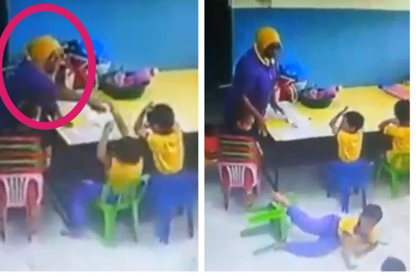 Beredar Video Oknum Guru TK Tampar Muridnya hingga Jatuh dari Kursi, Netizen Geram