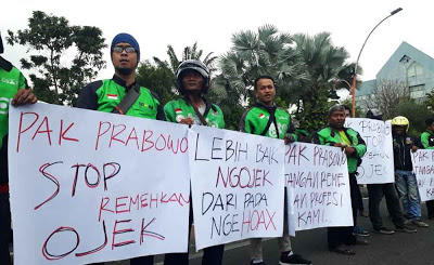 Kritik Prabowo, Ratusan Ojek Online Turun ke Jalan! Tuntut Prabowo Minta Maaf!