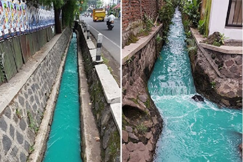 Aneh dan Langka, Air Comberan di Malang ini Berwarna Biru