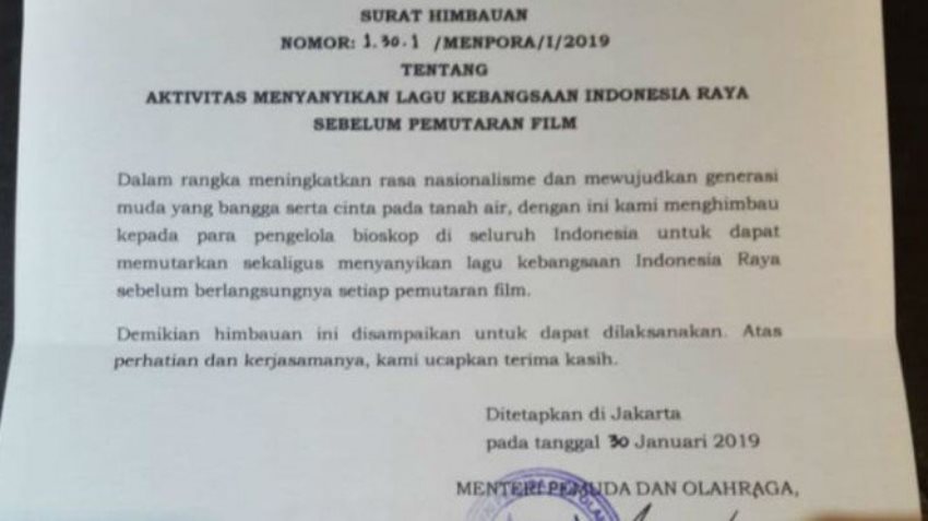 Heboh Penonton Bioskop Diminta Nyanyi Lagu Indonesia Raya Sebelum Film Diputar