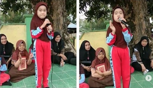 Viral Siswi SD Pandai Ceramah di Depan Teman dan Gurunya, Warganet Kagum