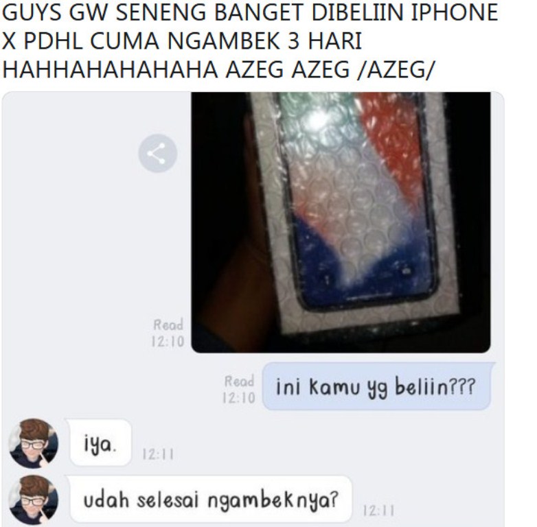 Viral Kisah Cewek Ngambek 3 Hari dan Dibelikan iPhone X oleh Pacarnya