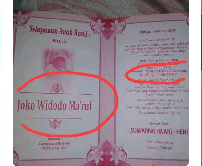 Viral Bayi Bernama Joko Widodo Ma'ruf Asal Sragen, Netizen: Fanatik Garis Keras!