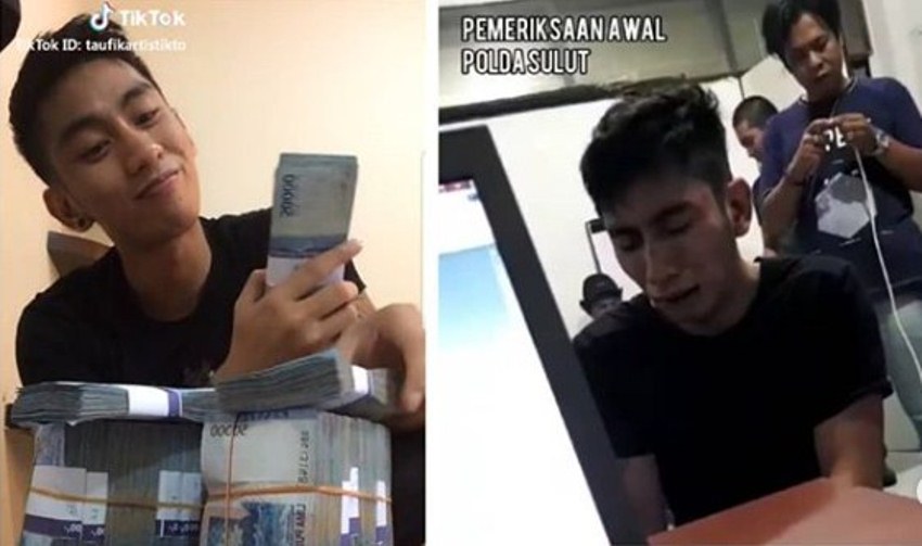 Pamer Uang Hasil Curian di Tik Tok, Pria ini Nangis saat Dibekuk Polisi