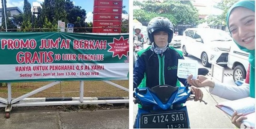 Bacakan Surat Al-Kahfi Tanpa Teks, Driver Ojol ini Dapat 10 Liter Bahan Bakar Gratis