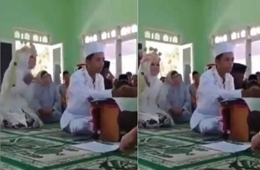 Ijab Qabul Lancar dan Dinyatakan Sah, Ekspresi Kegirangan Pengantin Wanita ini Buat Orang Disebelahnya Kaget