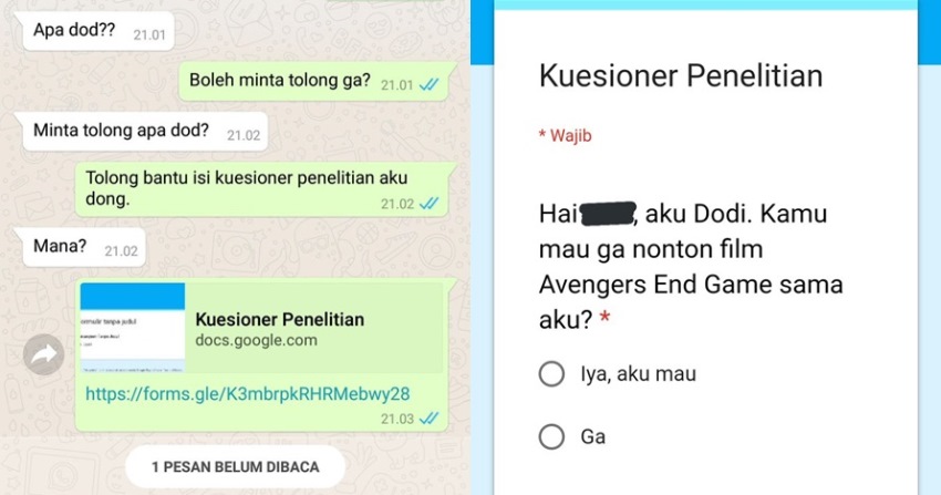 Ajak Teman Wanitanya Nonton Pakai Cara Unik, Nasib Cowok ini Endingnya Bikin Ngenes