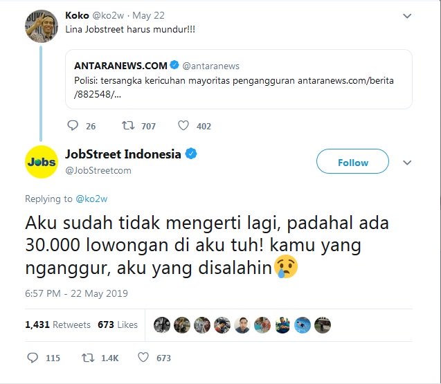 Disalahkan karena Masih Banyak Pengangguran, Curhat Sedih Lina 'JobStreet' Viral