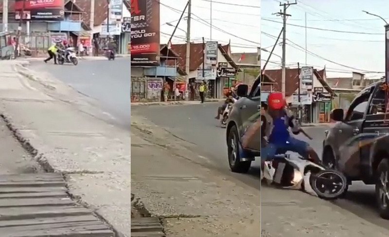 Viral Pemotor Oleng & Terjatuh karena Gagal Kabur dari Razia Polisi