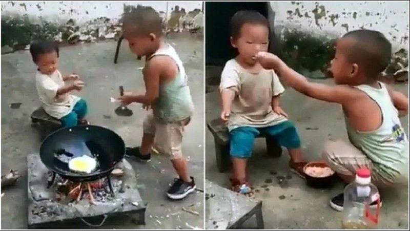 Viral di Medsos, Video Bocah Masak Nasi Goreng Sendiri untuk Adik, Sedih Lihatnya!