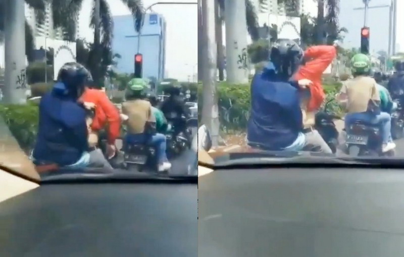 Viral Pemotor Sempat Kerokan di Lampu Merah