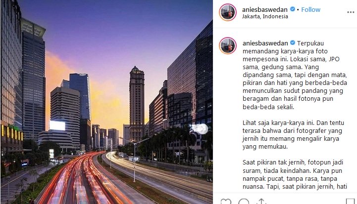 Gubenur Anies Pamerkan Keindahan Kota Jakarta, Netizen: Kayak di Luar Negeri