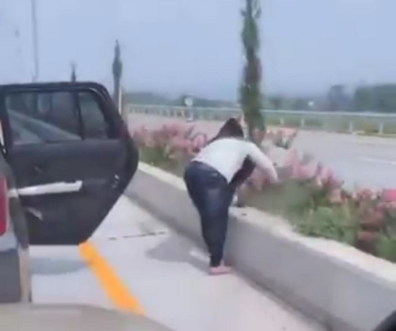 Viral Video Emak-Emak Ambil Bunga di Tol Karanglo Malang