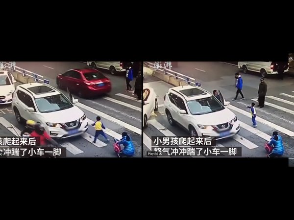 Tendang Mobil di Jalan Raya, Bocah Laki-Laki di China Ini Viral