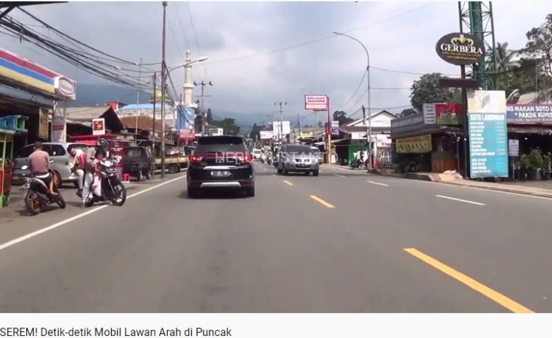 Viral Mobil Bernopol Cantik Lawan Arus saat One Way di Jalur Puncak