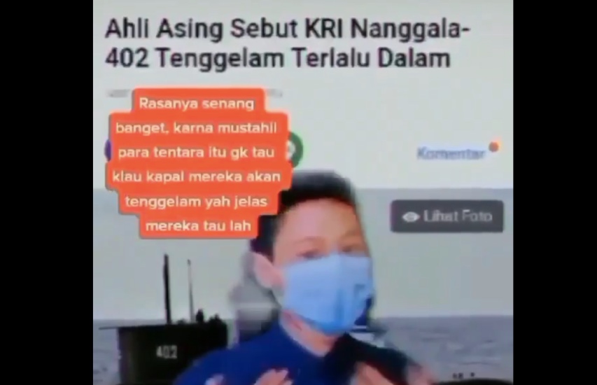 Astaga! Viral Video Pemuda Joget-Joget dan Senang Dengar KRI Nanggala 402 Tenggelam