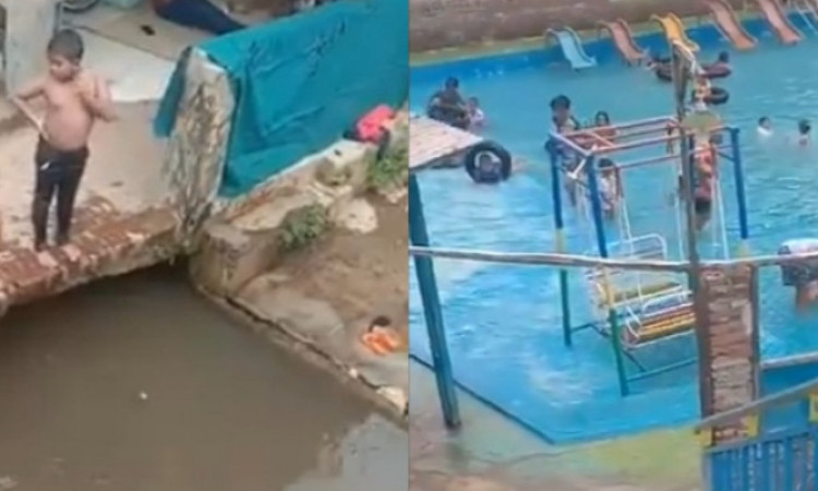 Viral Potret Kontras Bocah Berenang di Kali, Tepat di Samping Waterboom