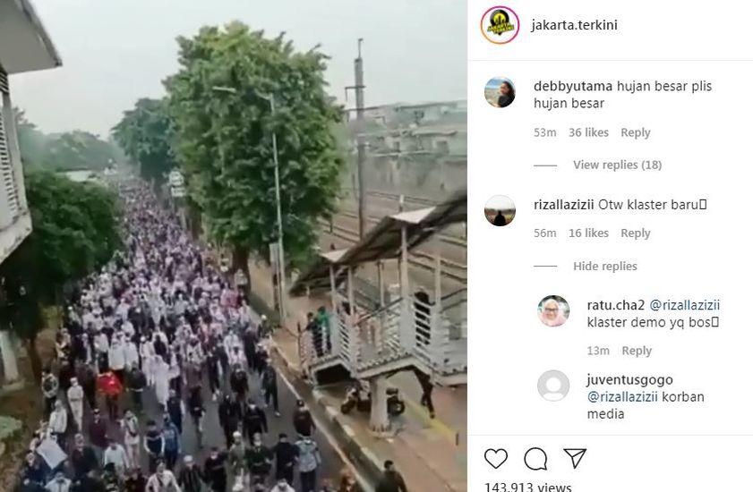 Viral Ribuan Pendukung Habib Rizieq Long March, Warganet: OTW Klaster Baru