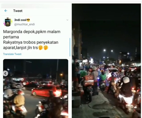 Viral! Warga Terobos Penyekatan PPKM Darurat di Jalan Margonda