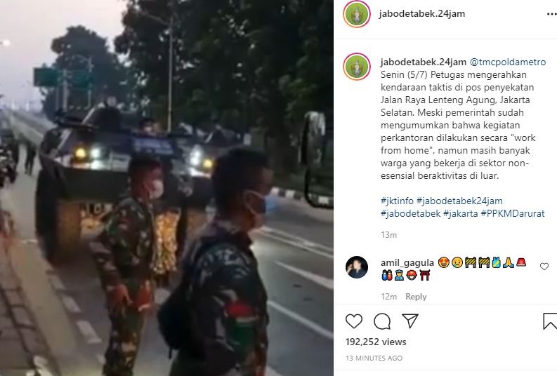 Viral Petugas Gabungan Terjunkan Kendaraan Taktis di Pos Penyekatan PPKM Darurat