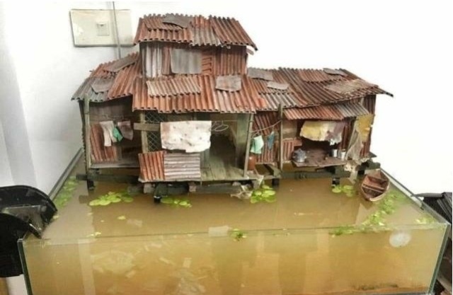 Unik, Netizen ini Bikin Aquascape ala Kali Ciliwung