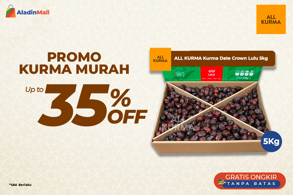 Promo Heboh, ALL KURMA Kurma Date Crown Lulu 5kg Diskon 35% + Gratis Ongkir di AladinMall! Buruan Beli